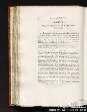 Caput I. Quid sit Architectura et de Architectis instituendis