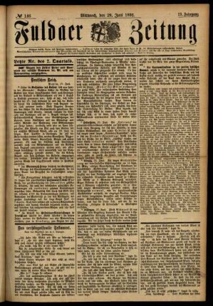 Ausgabe vom Mittwoch, den 29. Juni 1892.