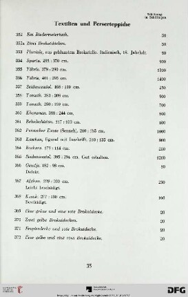 Textilien und Perserteppiche (Nr. 352-372)