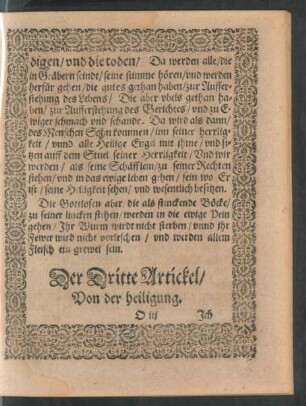 Der Dritte Artickel/ Von der heiligung.