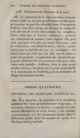 Ordre quatrième. Névroses des fonctions nutritives
