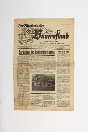 Der Rheinische Bauernstand. Amtliches Blatt der Landesbauernschaft Rheinland