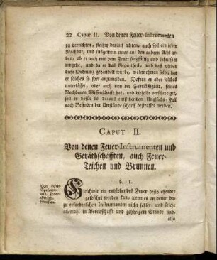Caput II. Von denen Feuer-Instrumenten und Geräthschafften, auch Feuer-Zeichen und Brunnen.