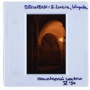 Brindisi, Kirche der Heiligen Dreifaltigkeit/ Santa Lucia : Krypta, Hauptapsis, von Nordwesten