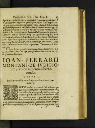 Ioan. Ferrarii Montani De Ivdiciorvm praeexercitamentis, Liber Secundus.