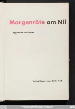 Morgenröte am Nil : ägyptische Reisebilder