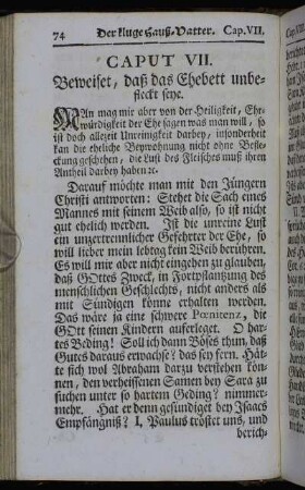 Caput VII. Beweiset, daß das Ehebett unbefleckt seye.