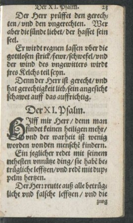 Der XI. Psalm. - Der XX. Psalm.