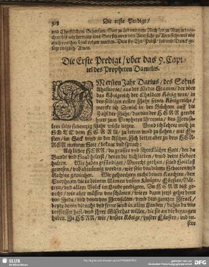 Die erste [- fünffte] Predigt, uber das 9. Capitel des Propheten Danielis