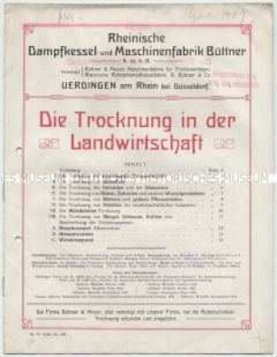 Die Trocknung in der Landwirtschaft mittels Trockenapparaten