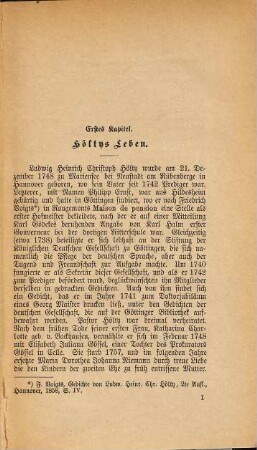 Ludw. Heinr. Chr. Hölty : sein Leben und Dichten