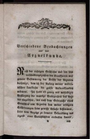 Verschiedene Beobachtungen aus der Arzneikunde.