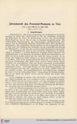Jahresbericht des Provinzial-Museums zu Trier, II. Teil : Vom 1. April 1908 bis 31. März 1909