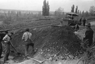 Istein: Planierungsmaschine am Nordeingang [des Klotz-Tunnels]