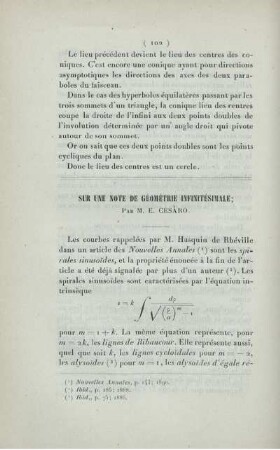 Sur une note de géométrie infinitésimale.