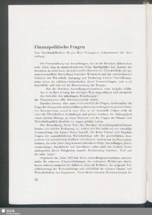 Finanzpolitische Fragen