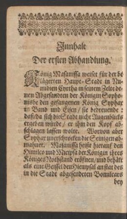 Innhalt Der ersten - fünften Abhandlung.