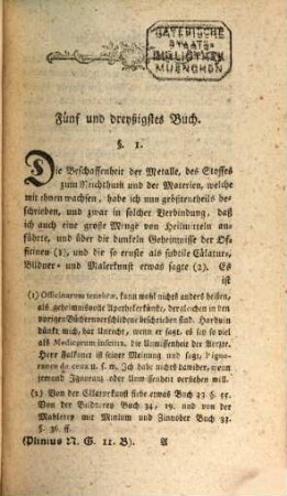 Cajus Plinius Secundus Naturgeschichte, Eilfter Band