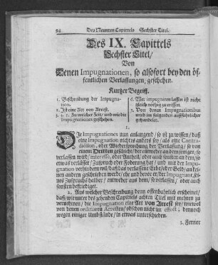 Sechster Tittel. Von Denen Impugnationen, so alsofort bey den öffentlichen Verlassungen,geschehen.