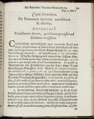 Articulus I. Protestantes docent, quod bona opera sint ad Salutem necessaria