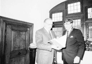 Freiburg im Breisgau: CDU-Landtagswahlkampfveranstaltung mit Bundeskanzler Helmut Kohl und Ministerpräsident Lothar Späth [mit Rolf Böhme]