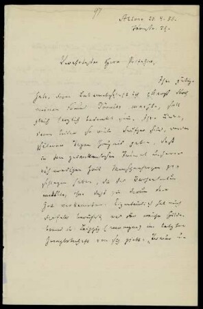 Nr. 2: Brief von Friedrich Reuter an Paul de Lagarde, Altona, 20.4.1888