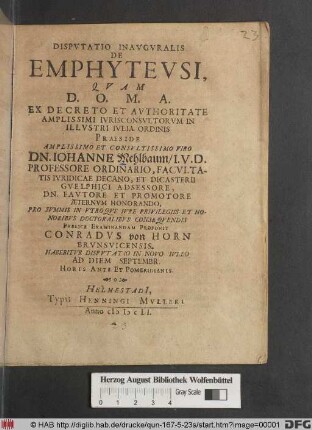 Disputatio Inauguralis De Emphyteusi