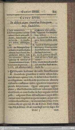 Caput XVIII. De debitis atque Oneribus Principum Imp. feudalibus