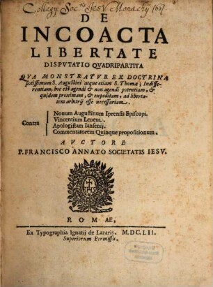 De incoacta libertate : disputatio quadripartita