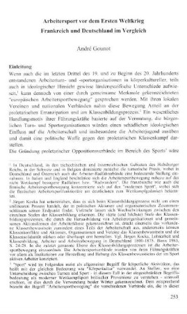 Arbeitersport vor dem Ersten Weltkrieg. Frankreich und Deutschland im Vergleich