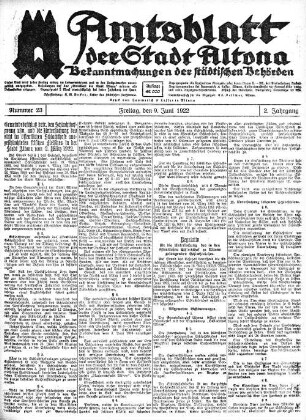 Nummer 23 : Freitag, den 9. Juni 1922
