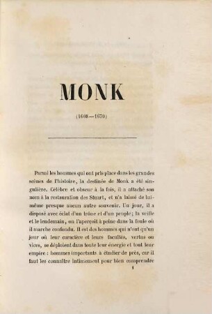 Monk : chute de la république et rétablissement de la monarchie en Angleterre, en 1660 ; studie historique