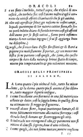 Oracoli Della Principessa Di Salerno.