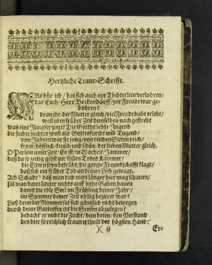 Hertzliche Traur-Schrifft.