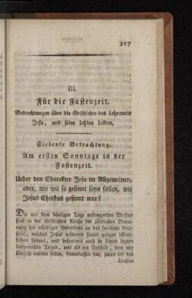III. Für die Fastenzeit.