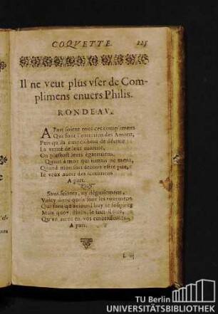 Il ne veut plus vser de Complimens enuers Philis. Rondeav.