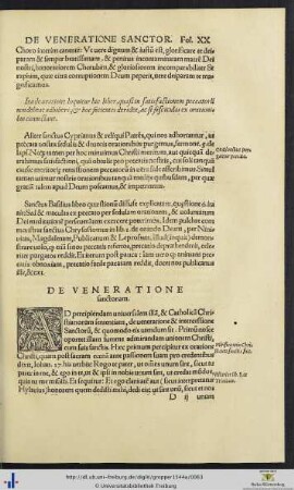 De Veneratione et Invocatione sanctorum