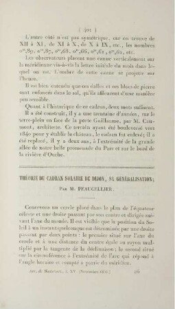 Théorie du Cadran Solaire de Dijon, sa génèralisation.