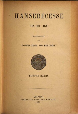 Hanserecesse, 2,1. Von 1431 - 1476 ; Bd. 1, [1431 - 1436]