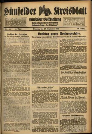 Zweite Ausgabe vom Dienstag, den 27. September 1932.