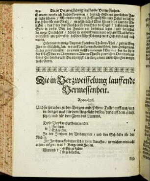 Die in Verzweiffelung lauffende Vermessenheit.