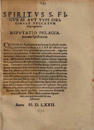 Spiritvs S. Figvrae Avt Typi Originale Peccatvm depingentes ... : Refutatio Pelagianorum Spectorum