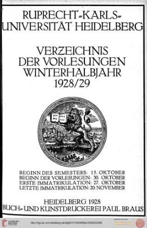 Wintersemester 1928/1929