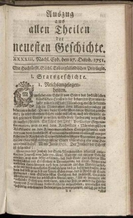 XXXXIII. Nachl. Cob. den 27. Octob. 1751.