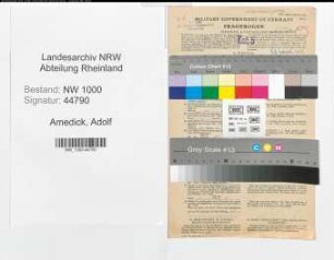Entnazifizierung Adolf Amedick, geb. 11.05.1890 (Beamter)