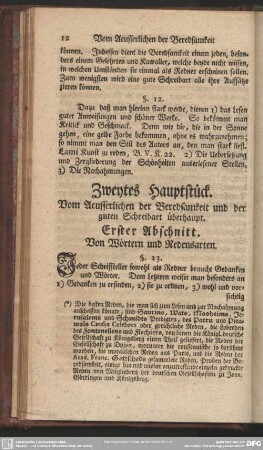 Zweytes Hauptstück. Vom Aeusserlichen der Beredsamkeit und der guten Schreibart überhaupt
