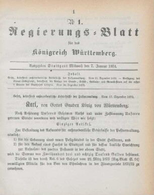 7. Januar-31. Dezember 1874 = No. 1-33