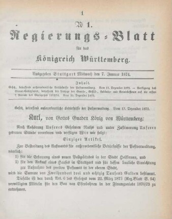 7. Januar-31. Dezember 1874 = No. 1-33