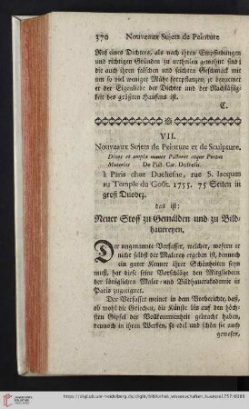 1: [Rezension von: Nouveaux sujets de peinture et de sculpture = Neuer Stoff zu Gemälden und zu Bildhauereyen]