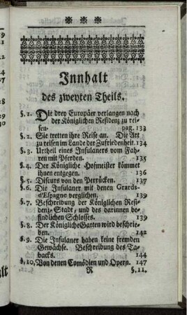 Innhalt des zweyten Theils.